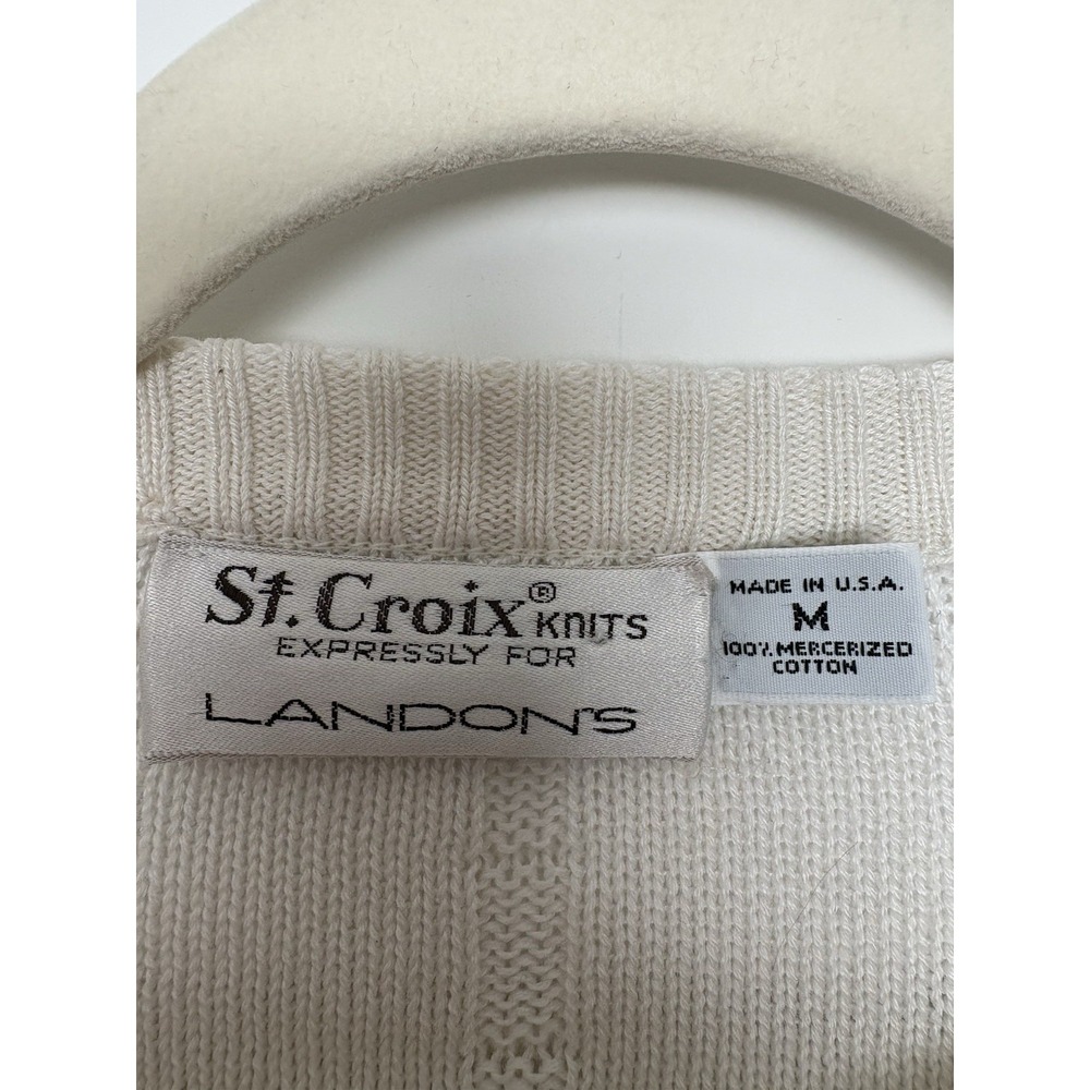 Vintage St. Croix Knits Landons 100% Fisherman Mercerized Cotton Cream Sweater - Picture 2 of 7
